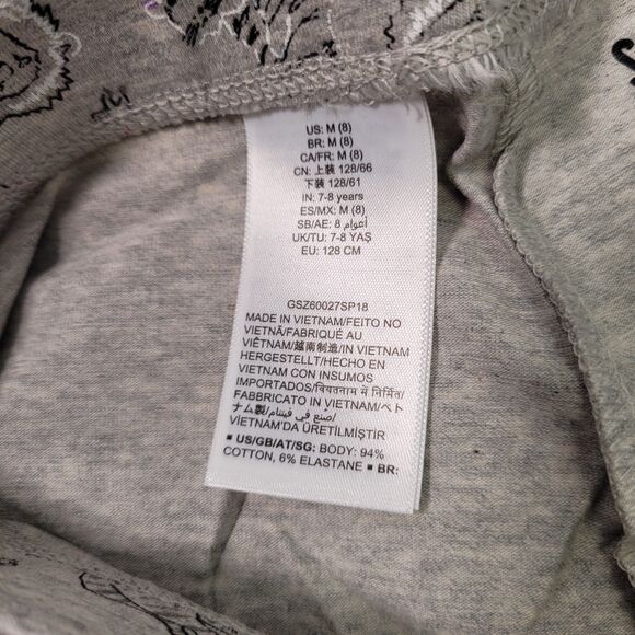 Spotted Zebra Girls Casual Zoo Animals Printed Gray Leggings Size Medium (8) - Picture 5 of 7